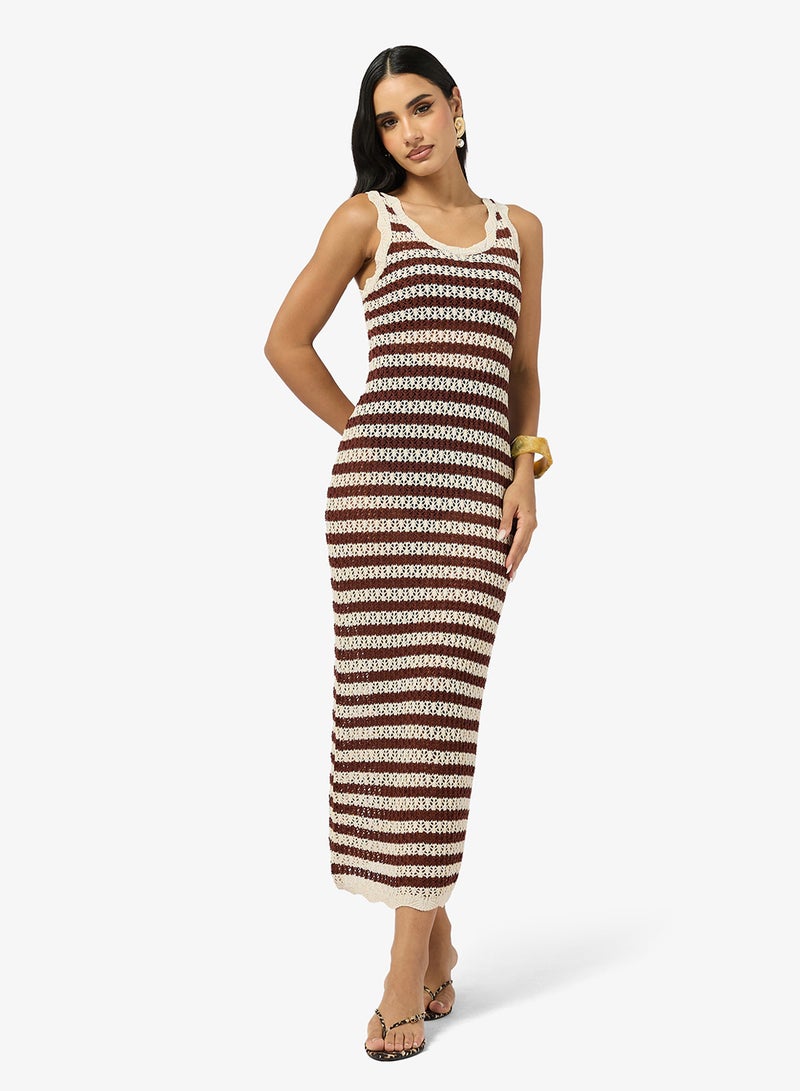 جينجر فستان شاطئ كروشيه مخطط - Image 1